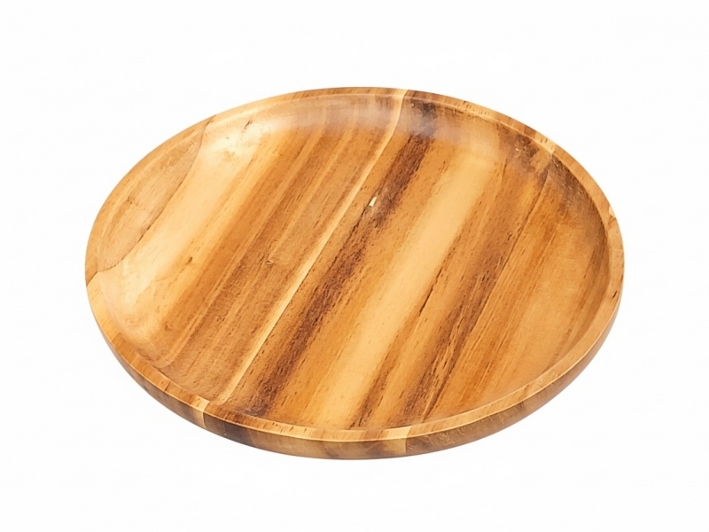 Custom-made Round Acacia Wood Serving Platter - Durable Artisanal Serveware